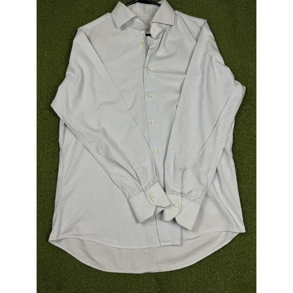 MAX Massimo Pasmato Blue Stripe Dress Shirt 100% Cotton Italy L - Picture 4 of 12